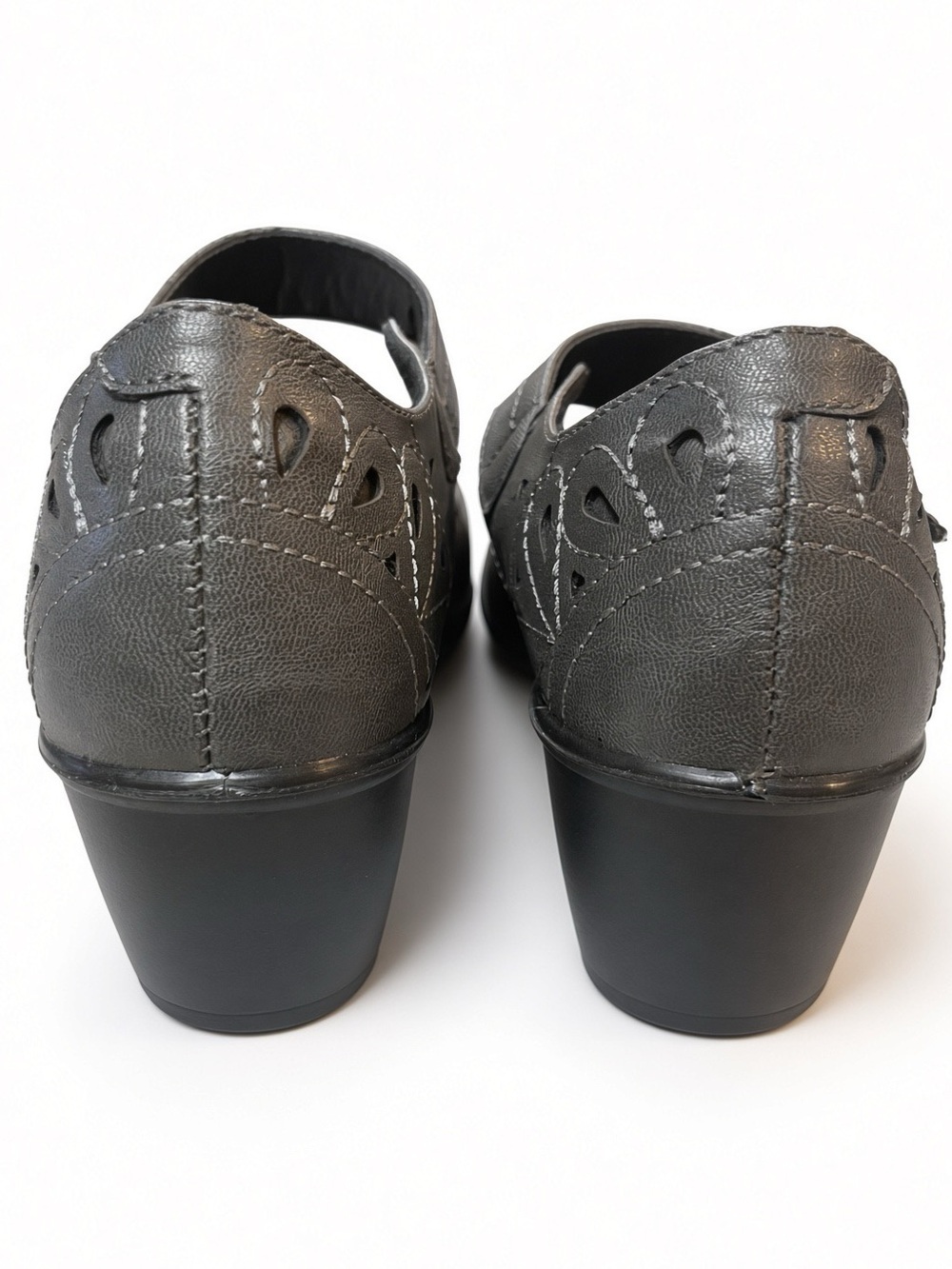 Easy Street Comfort Walk 9M Gray Mary Jane Wedge Cutout NWOB - Picture 5 of 6